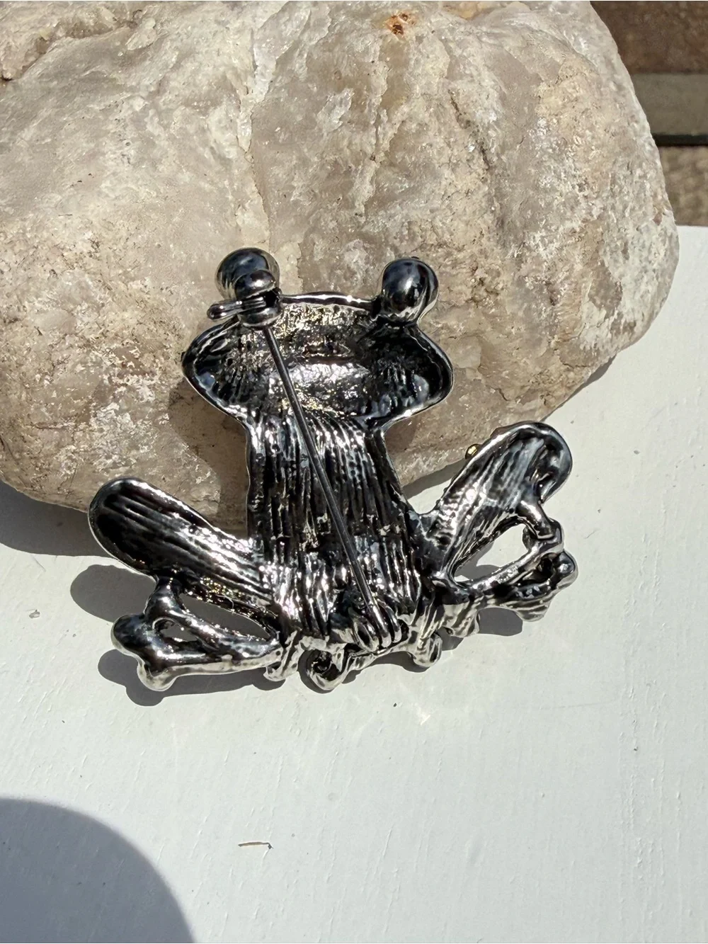 NWT Crystal Frog Brooch with Red Accent and black Crystals